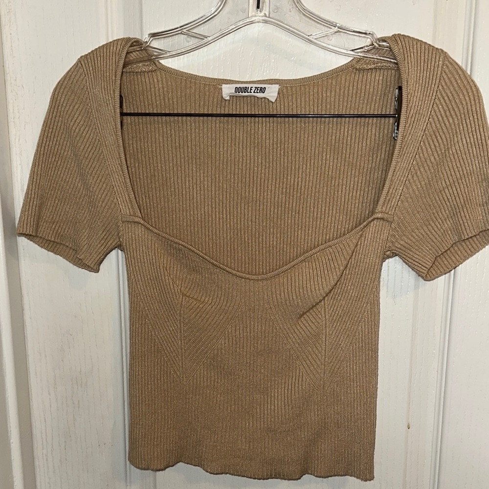 Double Zero Women's Tan Ribbed Top